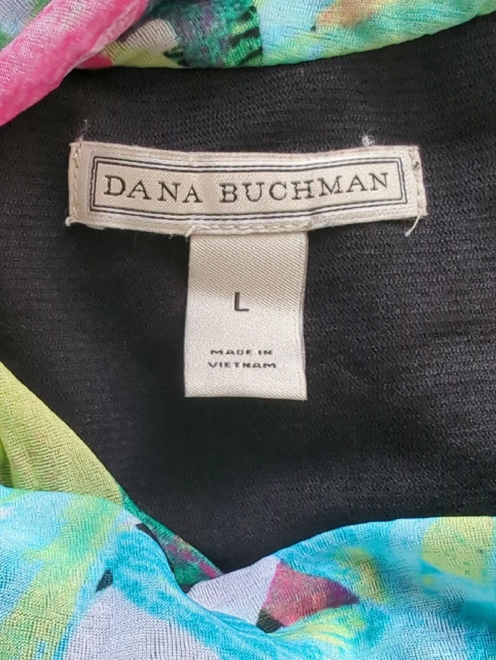 Dana Buchman Tropical Floral Cowl Neck Sleeveless Ruched Blouse Top Large LARGE